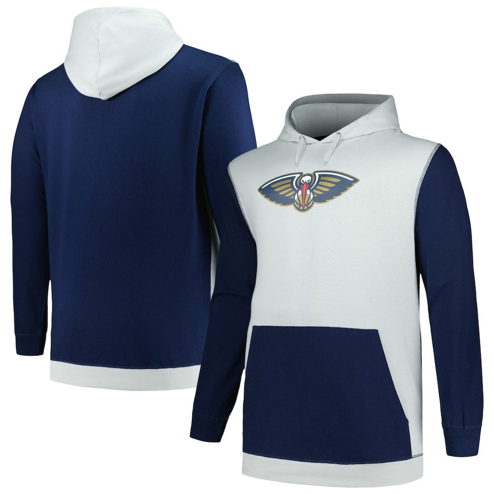 New Orleans Pelicans Big & Tall Primary Arctic Pullover Hoodie Navy/Silver | Fanatics