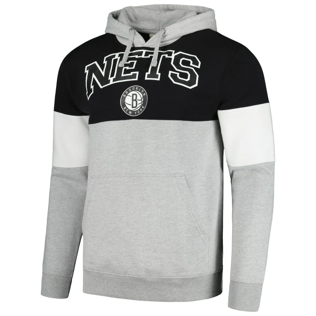 Brooklyn Nets Contrast Pieced Pullover Hoodie Black | Fanatics outlet