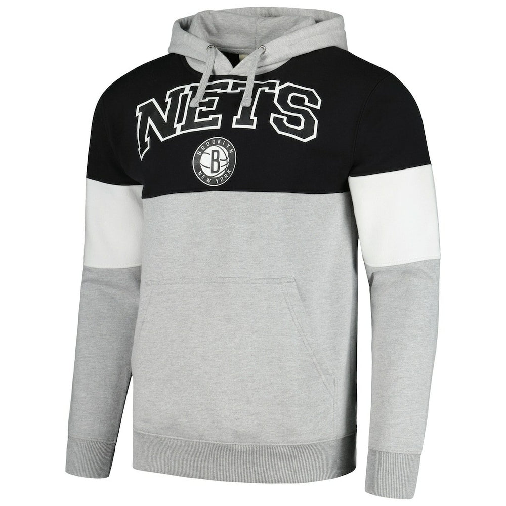 Brooklyn Nets Contrast Pieced Pullover Hoodie Black | Fanatics outlet
