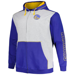 Golden State Warriors Big & Tall Contrast Pieced Stitched Full-Zip Hoodie for sale Royal/Heather Gray | Fanatics outlet