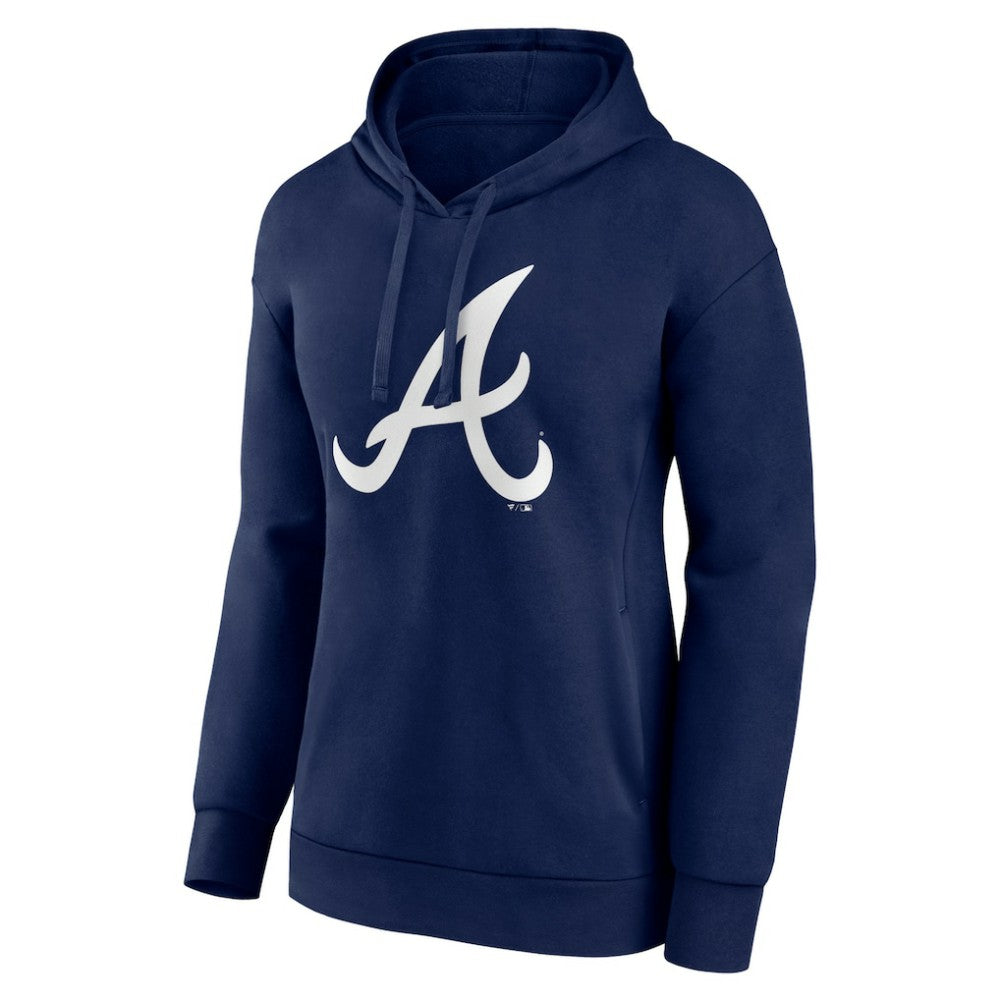 Atlanta Braves Fanatics Women's Logo Pullover Hoodie - Navy - Fanatics Discount