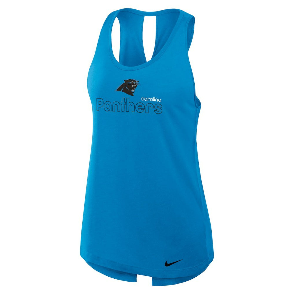 Nike Carolina Panthers Women's Open-Back Crisscross Dri-FIT Tank Top Blue