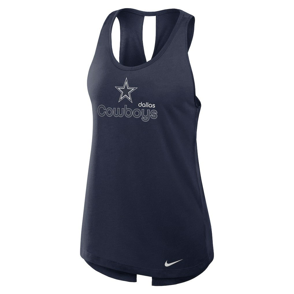 Nike Dallas Cowboys Women's Open-Back Crisscross Dri-FIT Tank Top Navy
