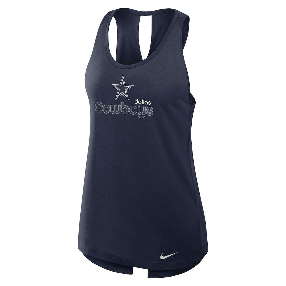 Nike Dallas Cowboys Women's Open-Back Crisscross Dri-FIT Tank Top Navy