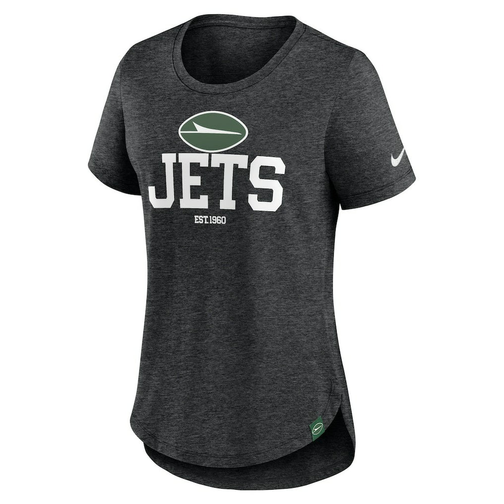 Nike New York Jets Women's Fashion Tri-Blend T-Shirt Heather Black