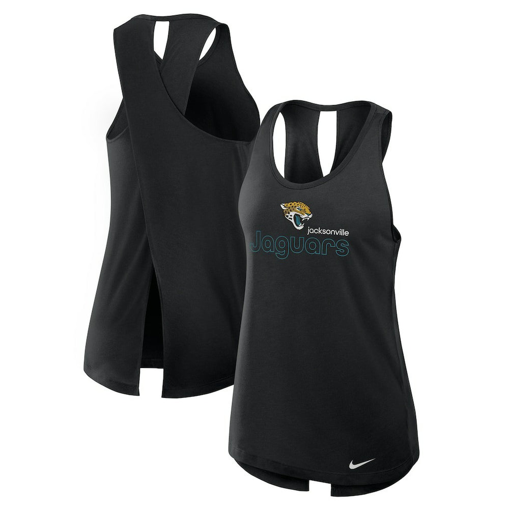 Nike Jacksonville Jaguars Women's Open-Back Crisscross Dri-FIT Tank Top Black
