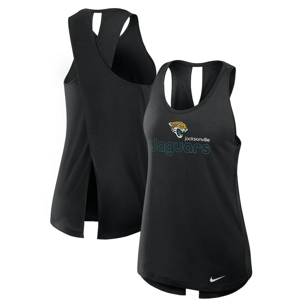 Nike Jacksonville Jaguars Women's Open-Back Crisscross Dri-FIT Tank Top Black
