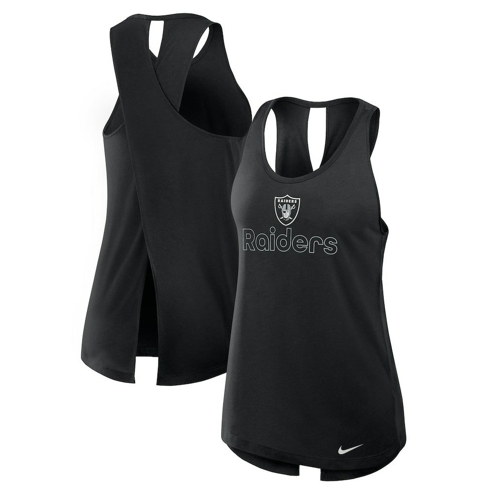 Nike Las Vegas Raiders Women's Open-Back Crisscross Dri-FIT Tank Top Black