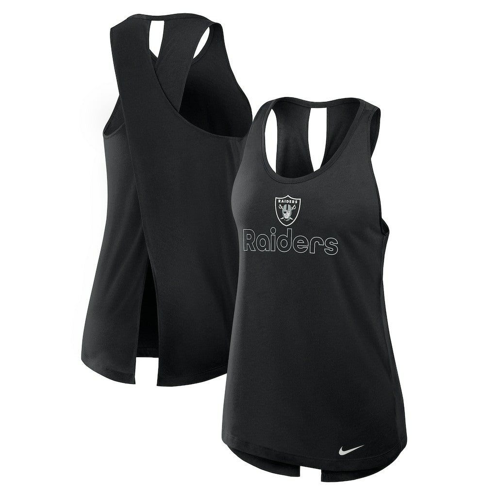 Nike Las Vegas Raiders Women's Open-Back Crisscross Dri-FIT Tank Top Black