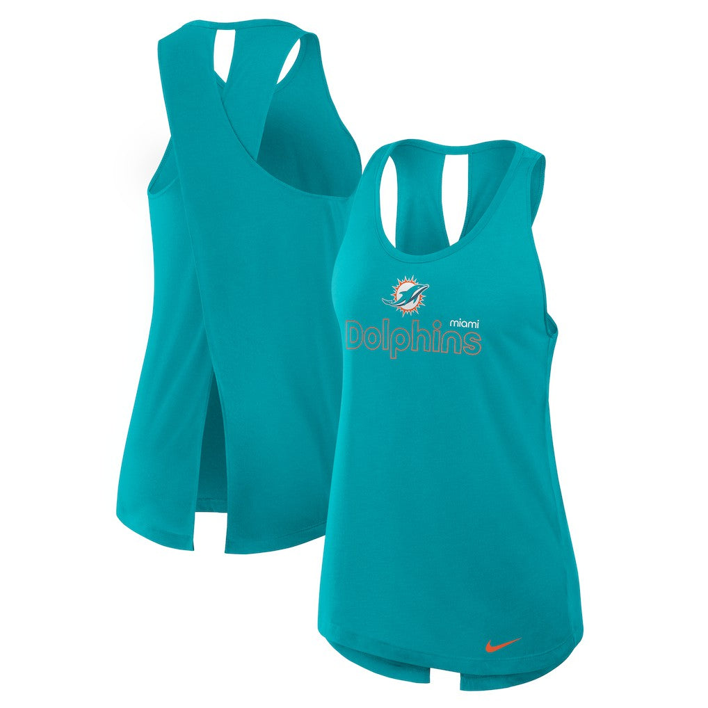 Nike Miami Dolphins Women's Open-Back Crisscross Dri-FIT Tank Top Aqua