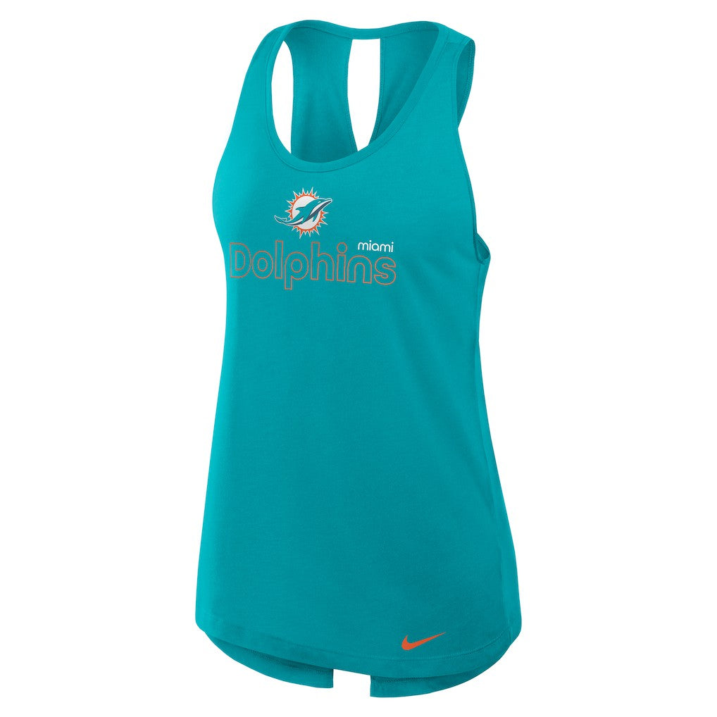 Nike Miami Dolphins Women's Open-Back Crisscross Dri-FIT Tank Top Aqua