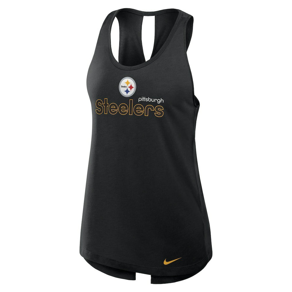 Nike Pittsburgh Steelers Women's Open-Back Crisscross Dri-FIT Tank Top Black