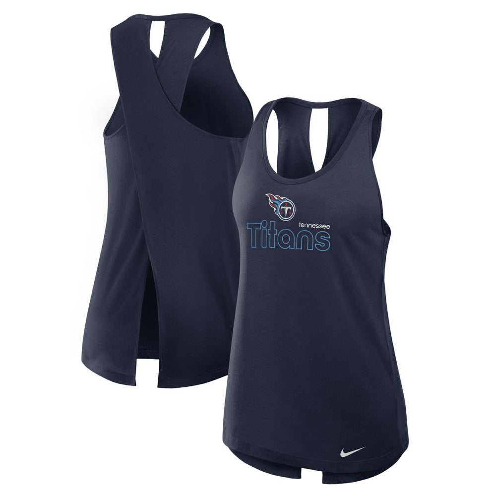 Nike Tennessee Titans Women's Open-Back Crisscross Dri-FIT Tank Top Navy