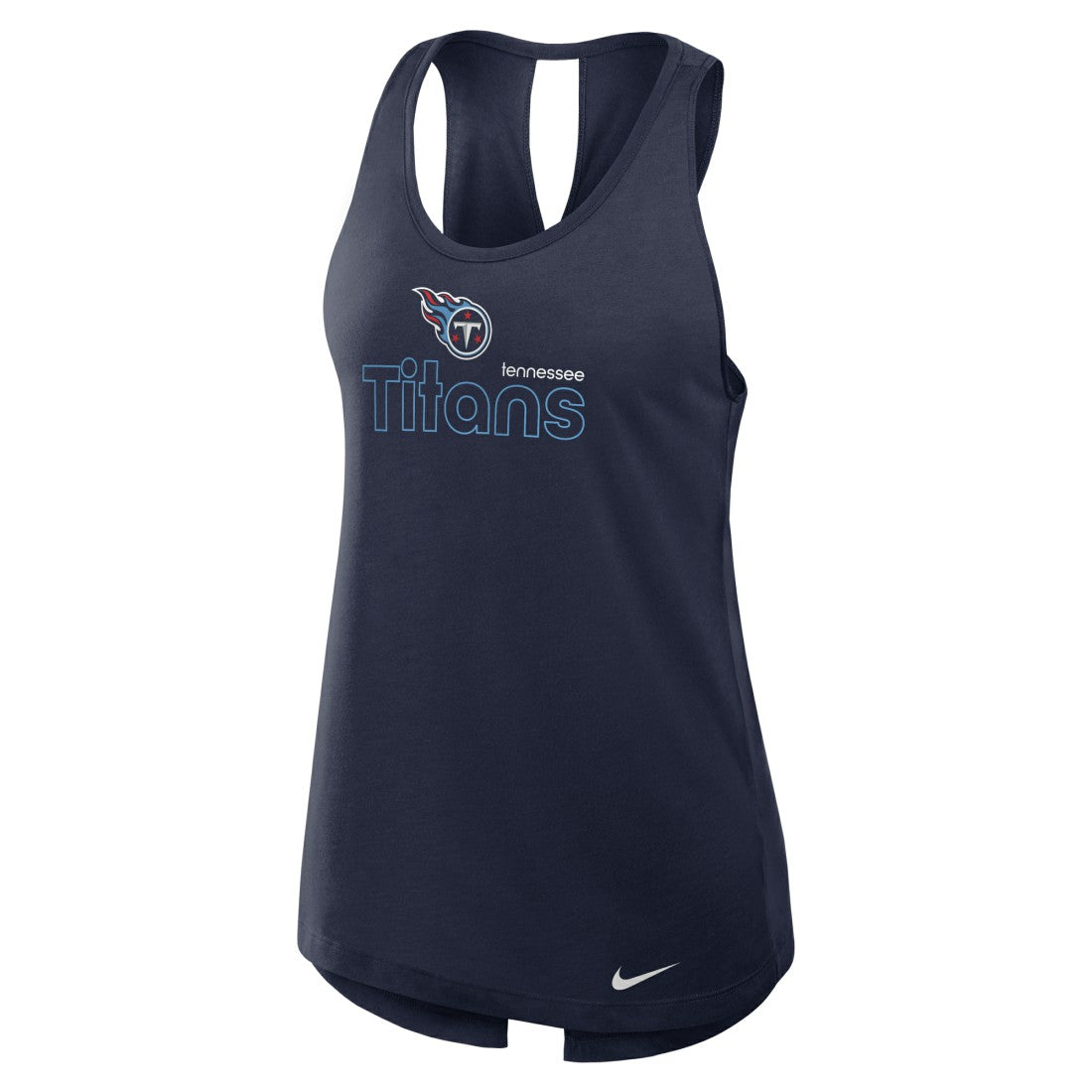 Nike Tennessee Titans Women's Open-Back Crisscross Dri-FIT Tank Top Navy