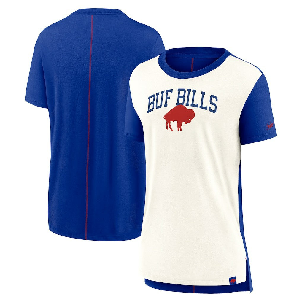 Nike Buffalo Bills Women's Wordmark Tri-Blend T-Shirt Cream/Royal