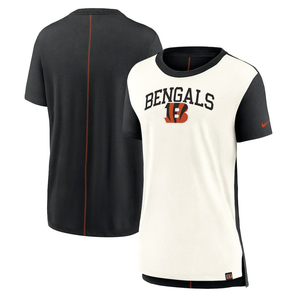 Nike Cincinnati Bengals Women's Wordmark Tri-Blend T-Shirt Cream/Black