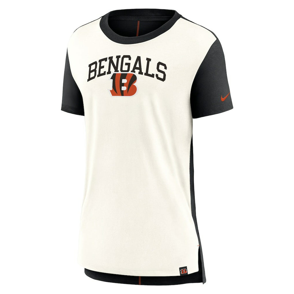 Nike Cincinnati Bengals Women's Wordmark Tri-Blend T-Shirt Cream/Black