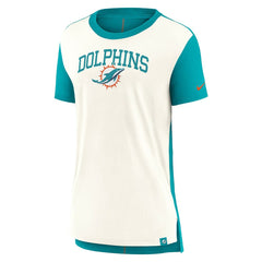 Nike Miami Dolphins Women's Wordmark Tri-Blend T-Shirt Cream/Aqua