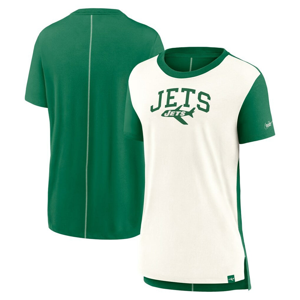 Nike New York Jets Women's Wordmark Tri-Blend T-Shirt Cream/Kelly Green