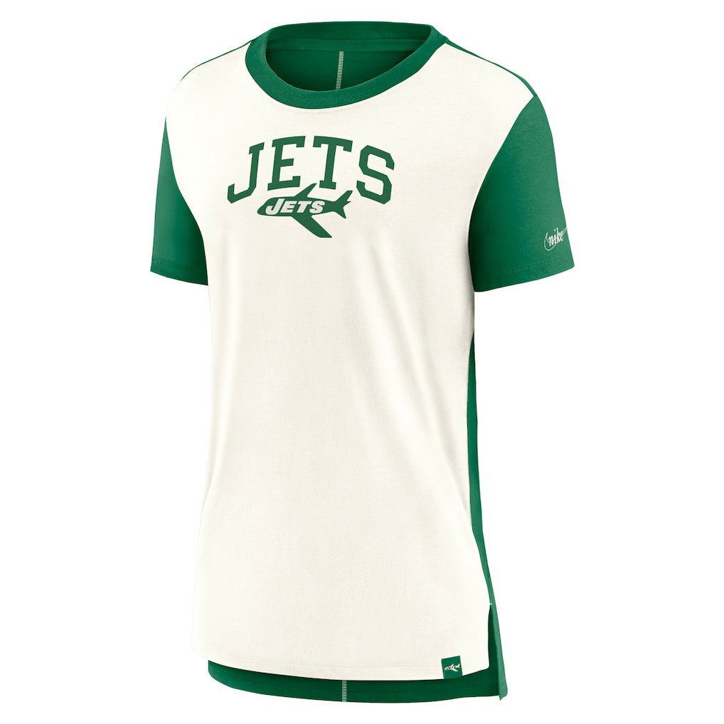 Nike New York Jets Women's Wordmark Tri-Blend T-Shirt Cream/Kelly Green
