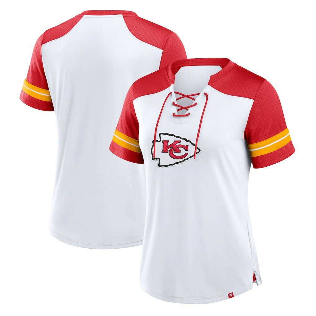 Fanatics Kansas City Chiefs Women's Foiled Primary Lace-Up T-Shirt White/Red