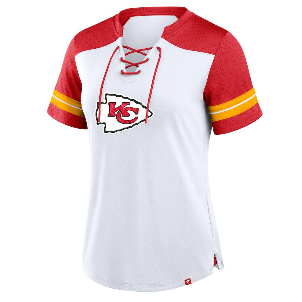 Fanatics Kansas City Chiefs Women's Foiled Primary Lace-Up T-Shirt White/Red