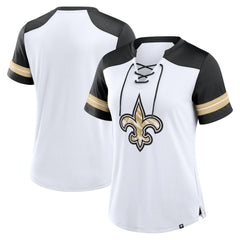 Fanatics New Orleans Saints Women's Foiled Primary Lace-Up T-Shirt White/Black