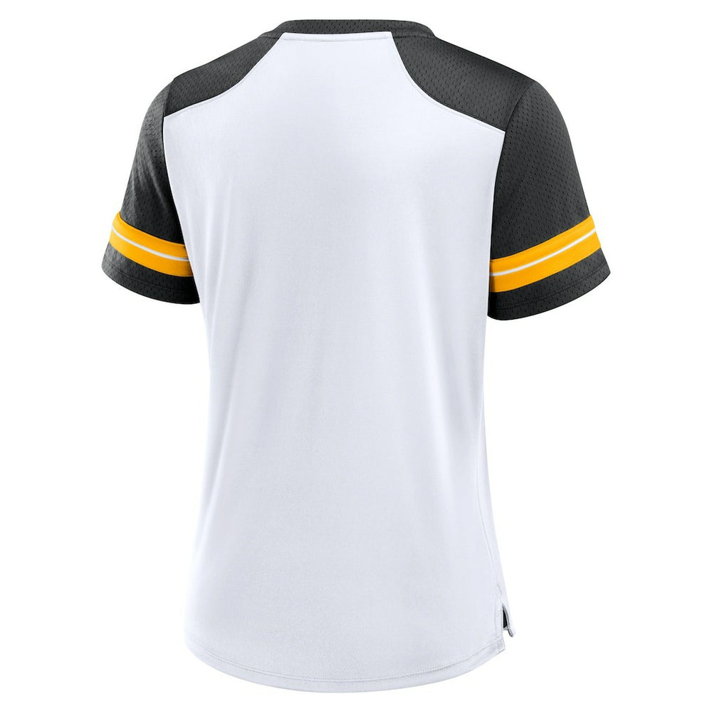 Fanatics Pittsburgh Steelers Women's Foiled Primary Lace-Up T-Shirt White/Black
