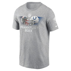 Nike New England Patriots vs. Indianapolis Colts 2023 Frankfurt Game Essential T-Shirt Heather Gray