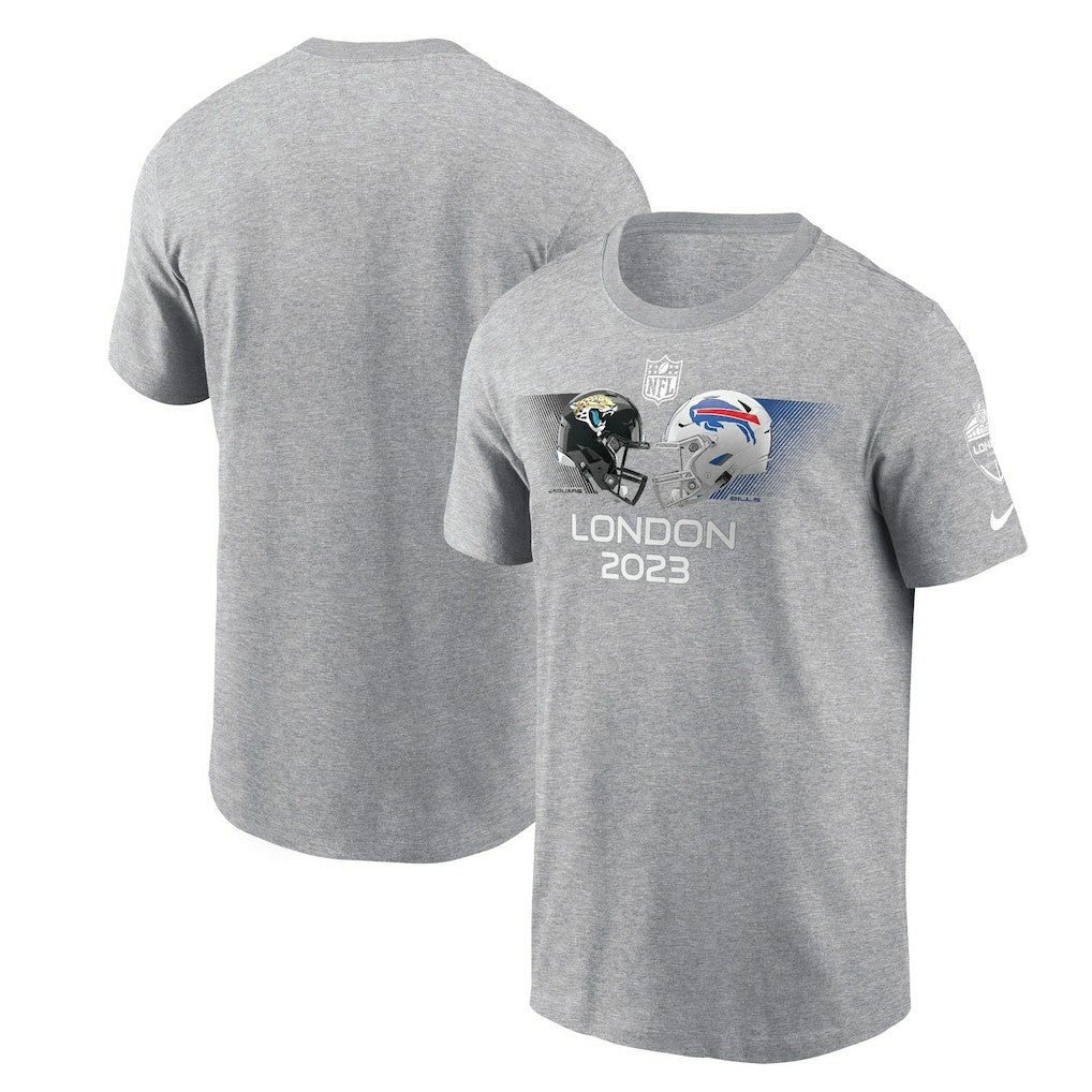 Nike Jacksonville Jaguars vs. Buffalo Bills 2023 London Game T-Shirt Heather Charcoal