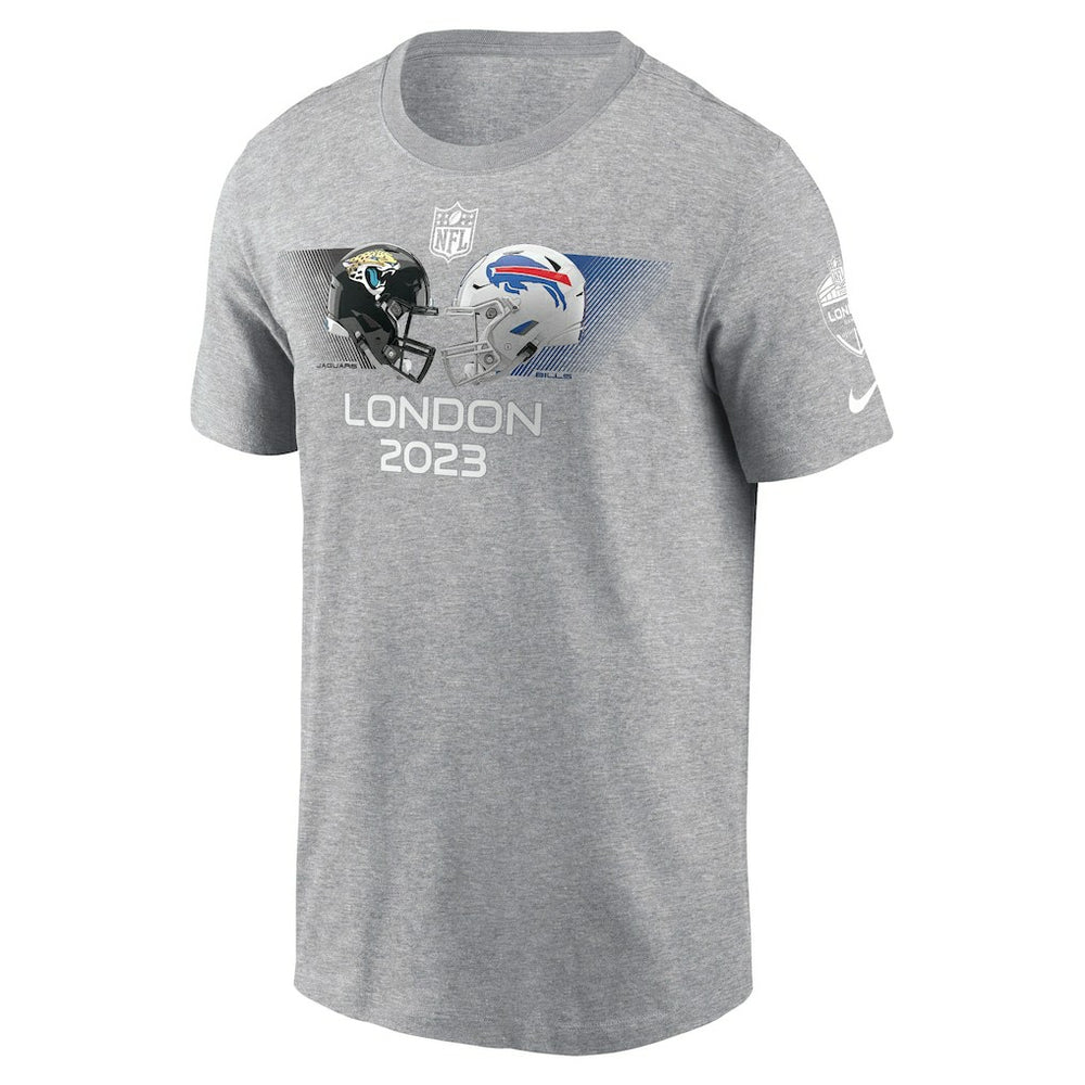 Nike Jacksonville Jaguars vs. Buffalo Bills 2023 London Game T-Shirt Heather Charcoal