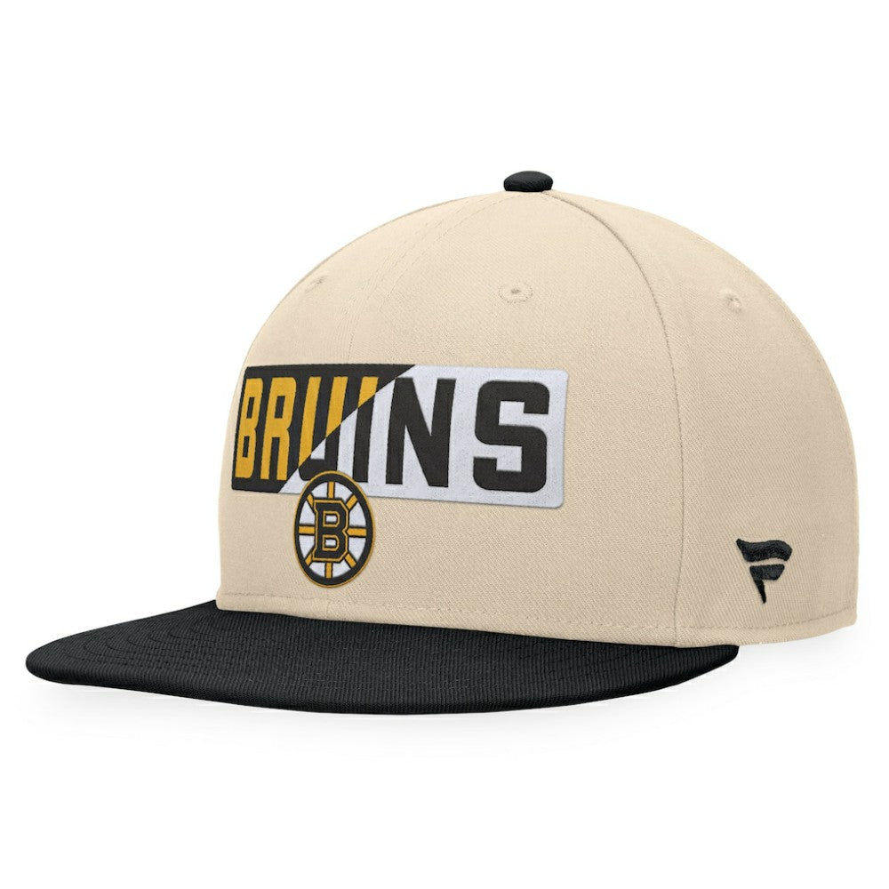 Boston Bruins Fanatics Goalaso Snapback Hat - Cream/Black - NHL 200542887