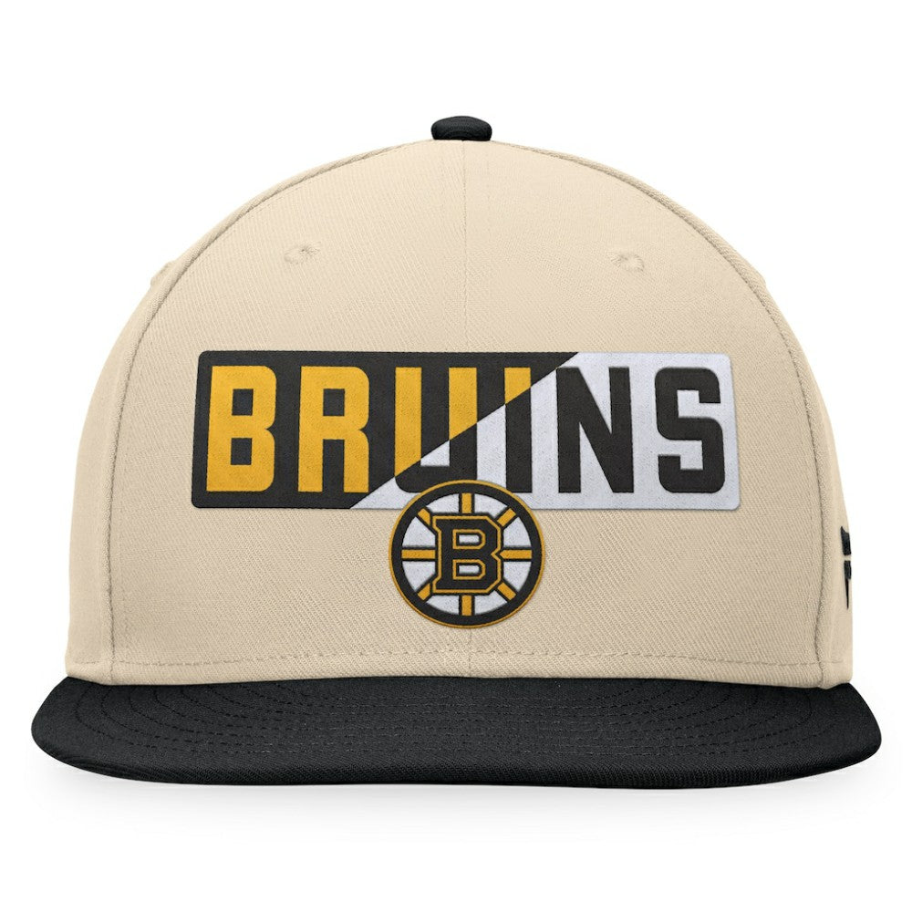 Boston Bruins Fanatics Goalaso Snapback Hat - Cream/Black - NHL 200542887