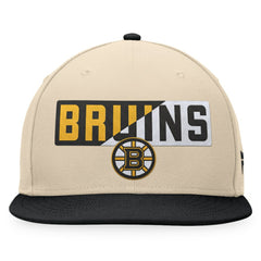 Boston Bruins Fanatics Goalaso Snapback Hat - Cream/Black - NHL 200542887