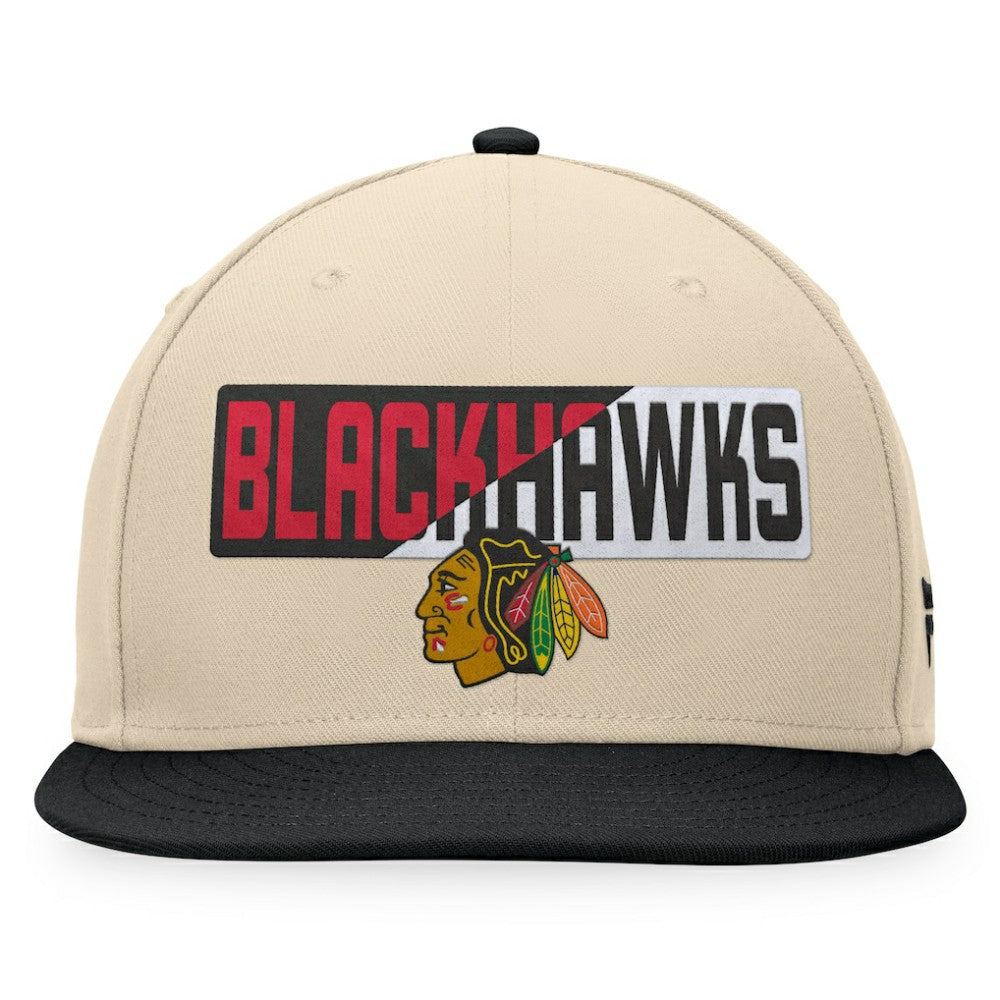 Chicago Blackhawks Fanatics Goalaso Snapback Hat - Cream/Black - NHL 200542894