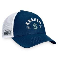 Seattle Kraken Fanatics Free Kick Trucker Adjustable Hat - Deep Sea Blue/White - NHL 200542907