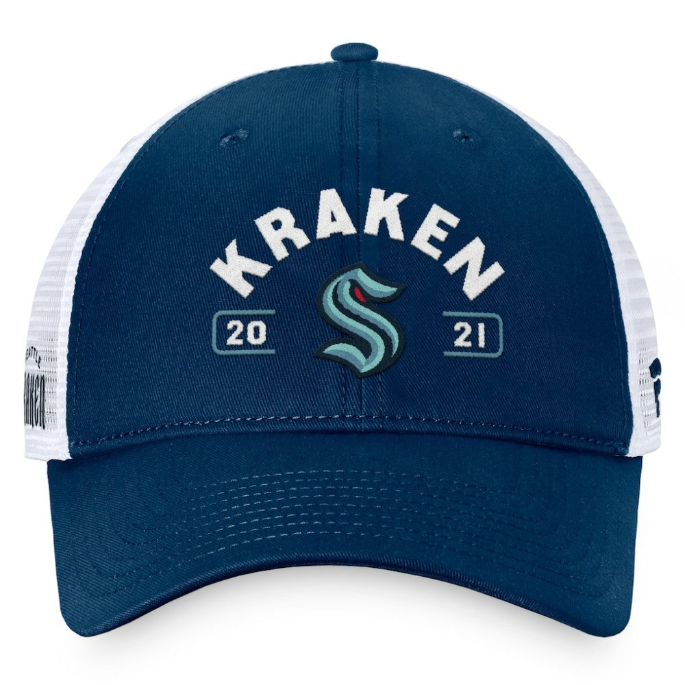 Seattle Kraken Fanatics Free Kick Trucker Adjustable Hat - Deep Sea Blue/White - NHL 200542907