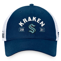 Seattle Kraken Fanatics Free Kick Trucker Adjustable Hat - Deep Sea Blue/White - NHL 200542907
