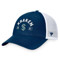 Seattle Kraken Fanatics Free Kick Trucker Adjustable Hat - Deep Sea Blue/White - NHL 200542907