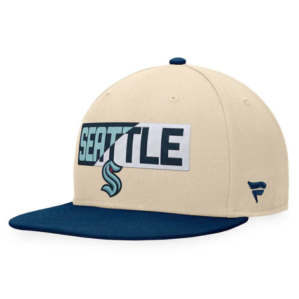 Seattle Kraken Fanatics Goalaso Snapback Hat - Cream/Deep Sea Blue - NHL 200542921