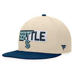 Seattle Kraken Fanatics Goalaso Snapback Hat - Cream/Deep Sea Blue - NHL 200542921