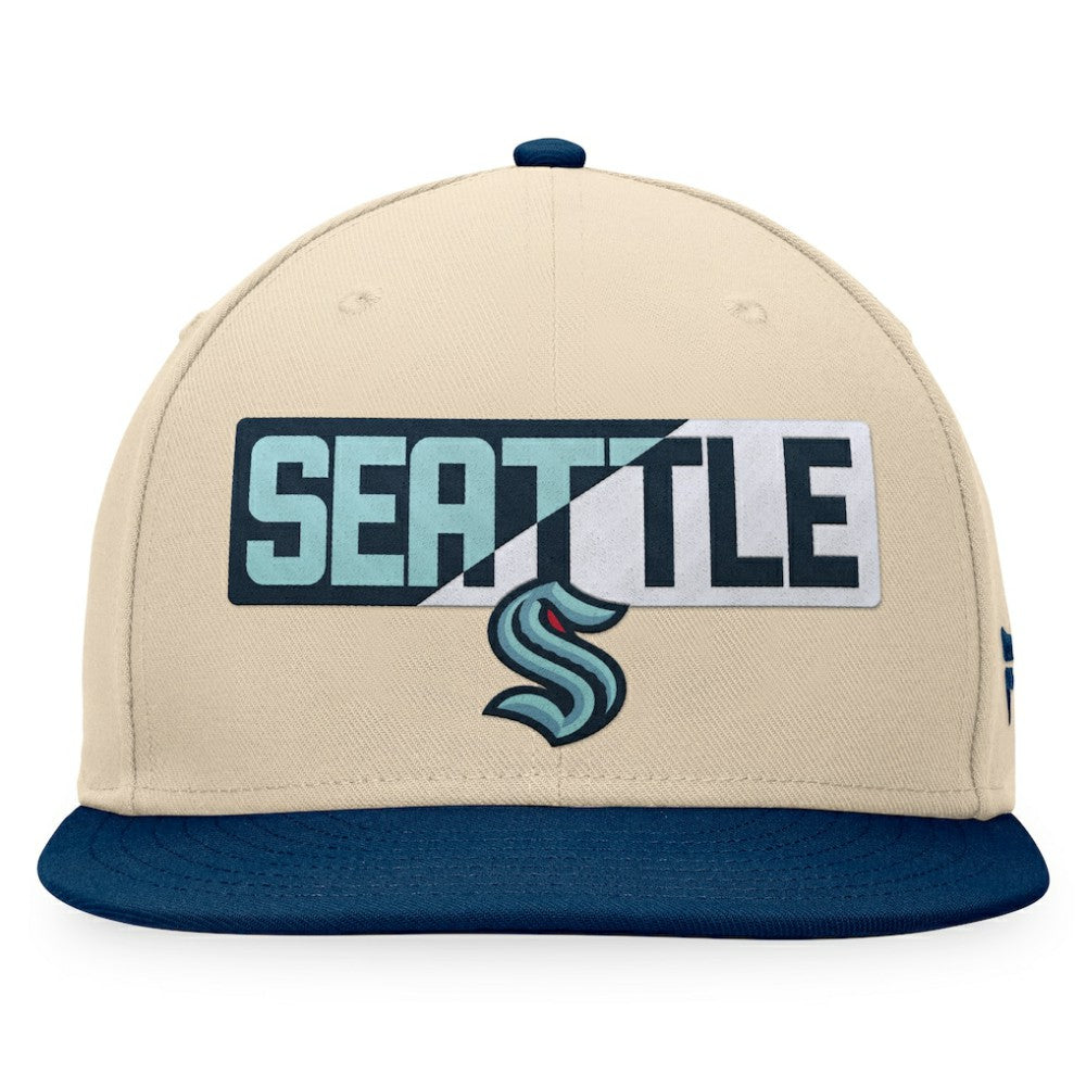 Seattle Kraken Fanatics Goalaso Snapback Hat - Cream/Deep Sea Blue - NHL 200542921
