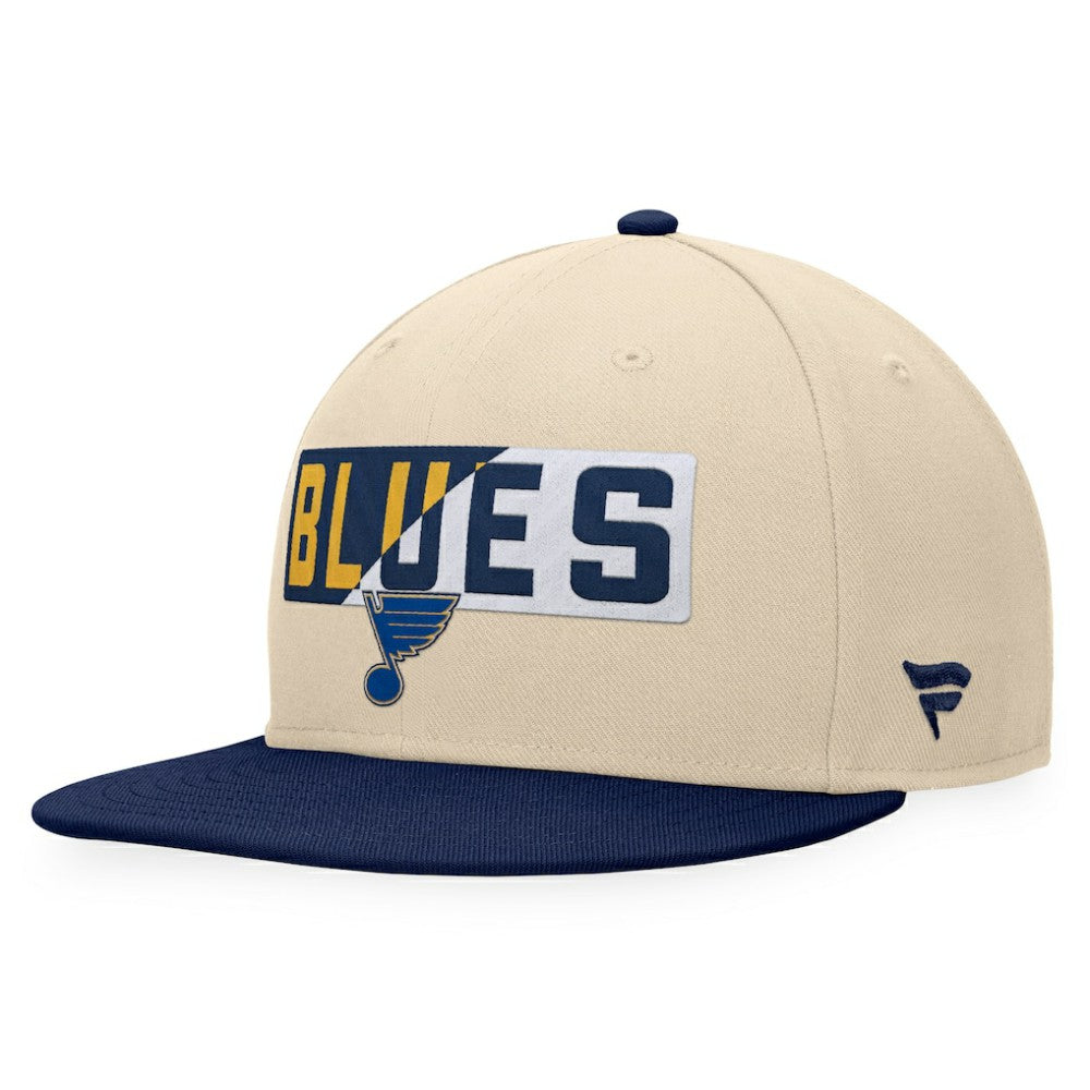 St. Louis Blues Fanatics Goalaso Snapback Hat - Cream/Navy - NHL 200542922