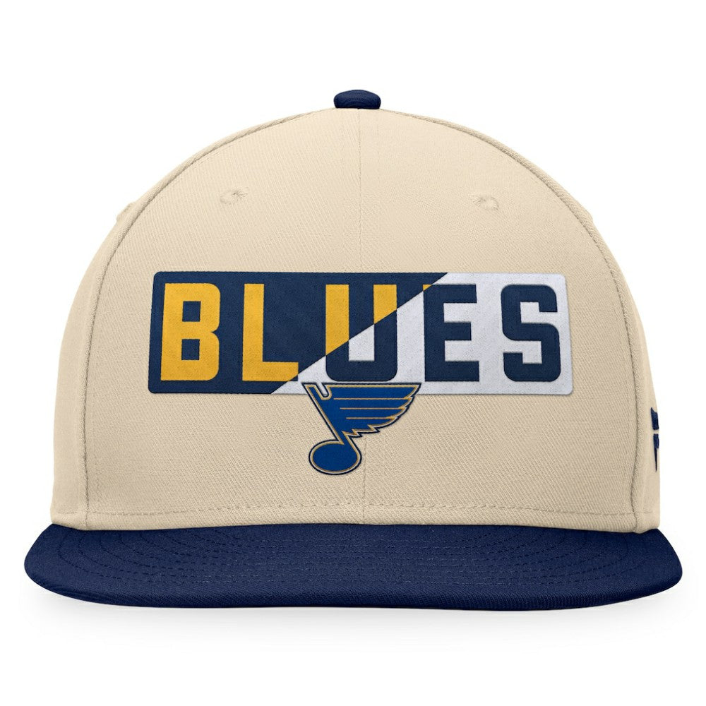 St. Louis Blues Fanatics Goalaso Snapback Hat - Cream/Navy - NHL 200542922