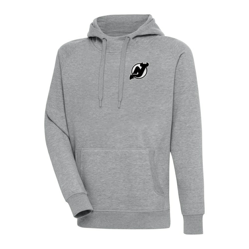 New Jersey Devils Antigua Metallic Logo Victory Pullover Hoodie - Heather Gray - NHL 200544230