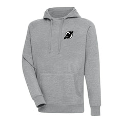 New Jersey Devils Antigua Metallic Logo Victory Pullover Hoodie - Heather Gray - NHL 200544230