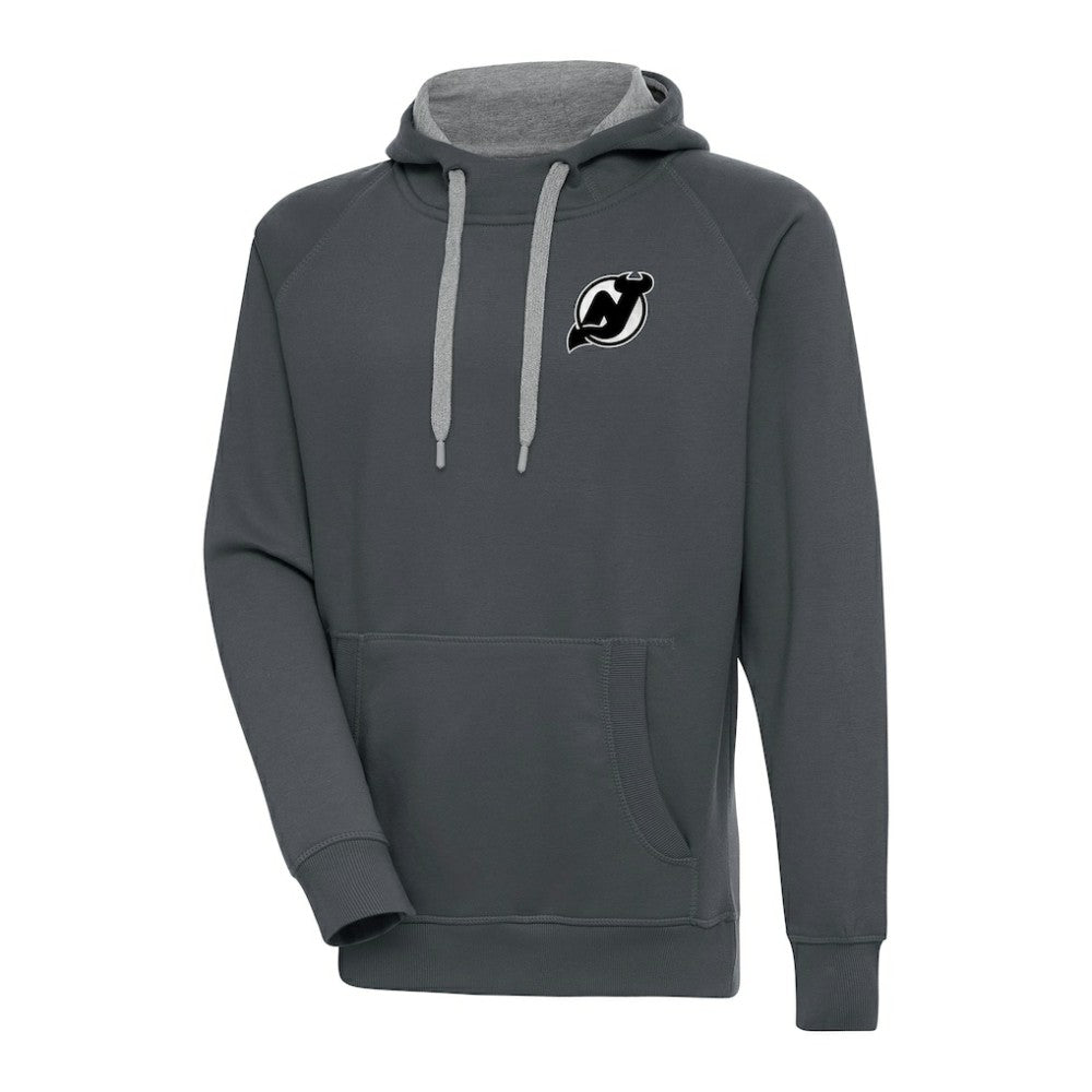 New Jersey Devils Antigua Metallic Logo Victory Pullover Hoodie - Charcoal - NHL 200544234