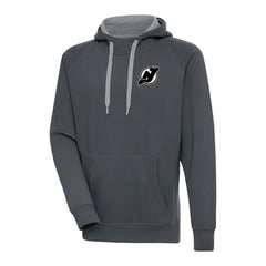 New Jersey Devils Antigua Metallic Logo Victory Pullover Hoodie - Charcoal - NHL 200544234