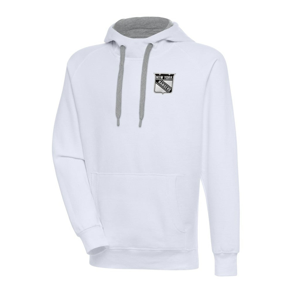 New York Rangers Antigua Metallic Logo Victory Pullover Hoodie - White - NHL 200544236