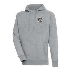 New York Rangers Antigua Metallic Logo Victory Pullover Hoodie - Heather Gray - NHL 200544240